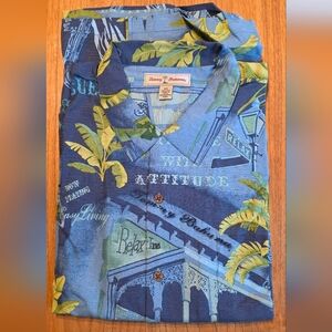 Tommy Bahama Blue and Yellow Tropical Shirt